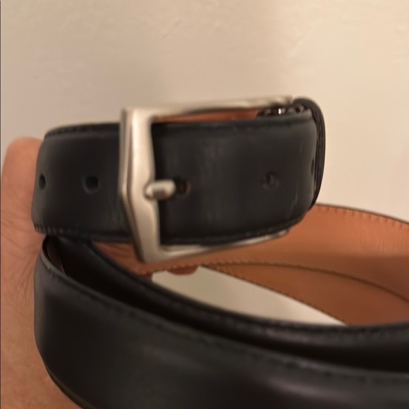 Martin Dingman Dark Leather Belt with Silver Buckle - Picture 2 of 8